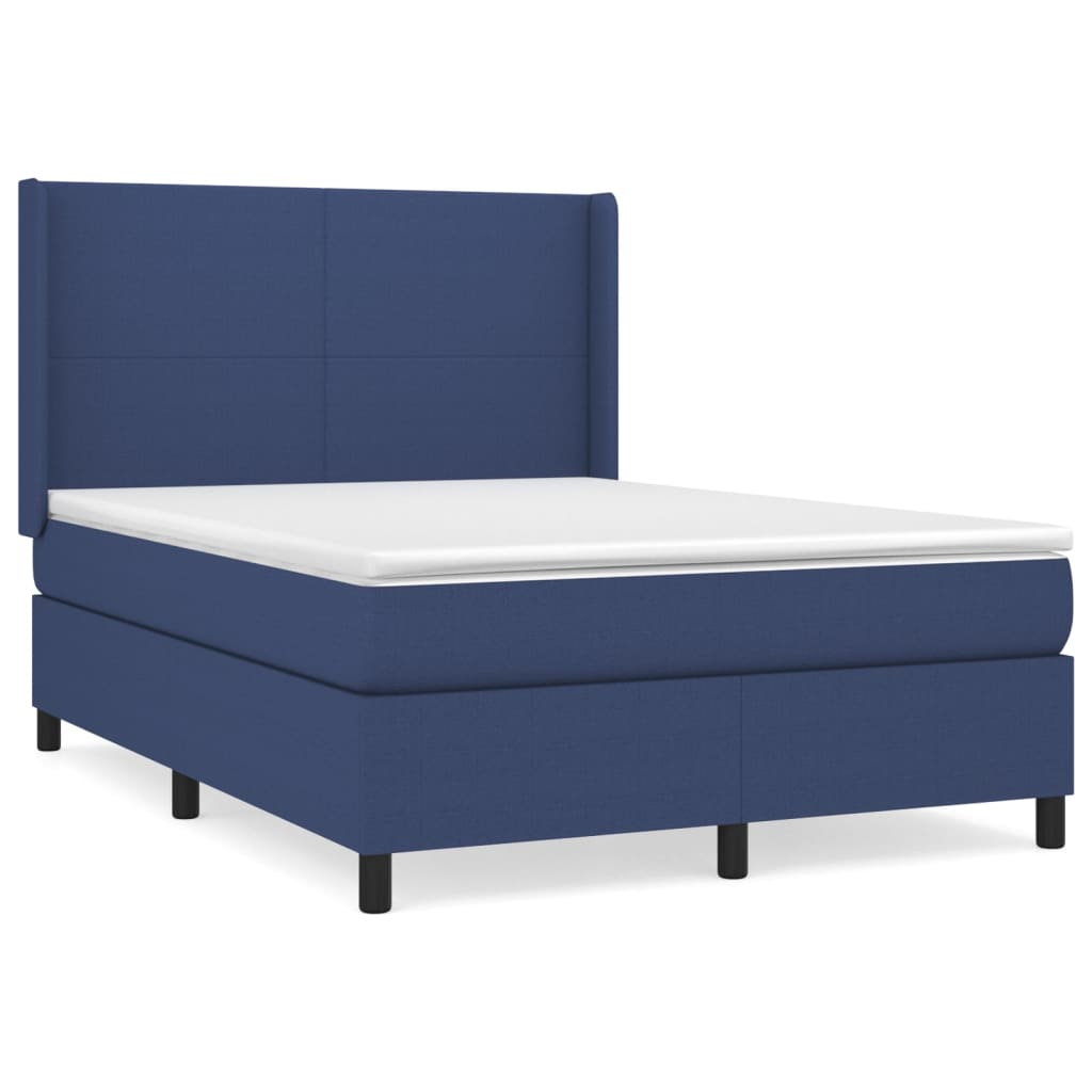 Boxspring met matras stof blauw 140x190 cm is nu te koop bij PeponiXL, paradijselijk wonen!