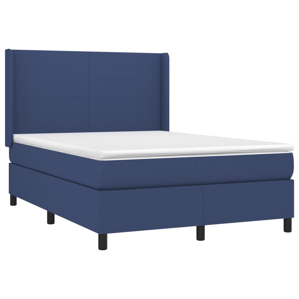 Boxspring met matras stof blauw 140x190 cm is nu te koop bij PeponiXL, paradijselijk wonen!