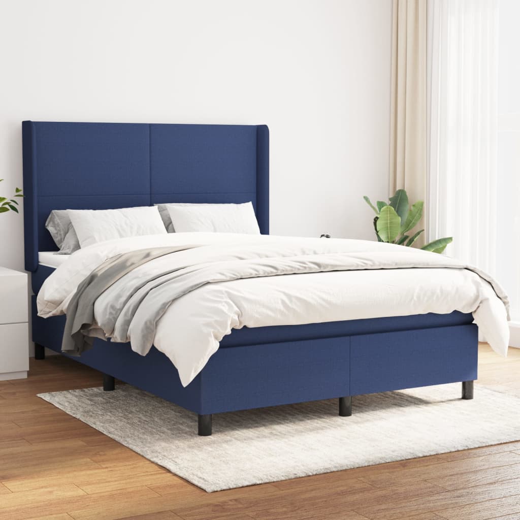 Boxspring met matras stof blauw 140x190 cm is nu te koop bij PeponiXL, paradijselijk wonen!