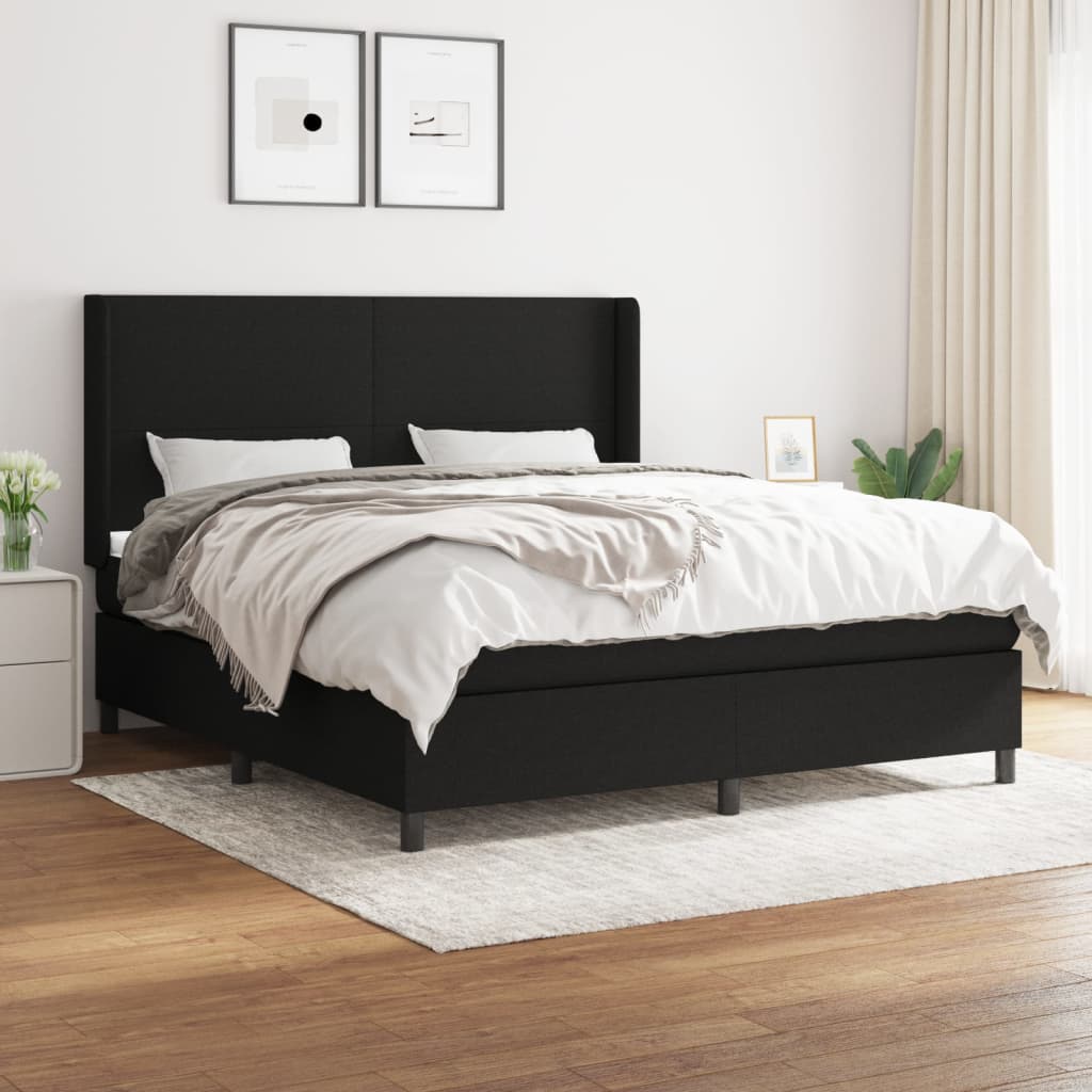 Boxspring met matras stof zwart 160x200 cm is nu te koop bij PeponiXL, paradijselijk wonen!