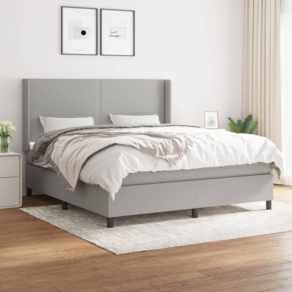 Boxspring met matras stof lichtgrijs 180x200 cm is nu te koop bij PeponiXL, paradijselijk wonen!