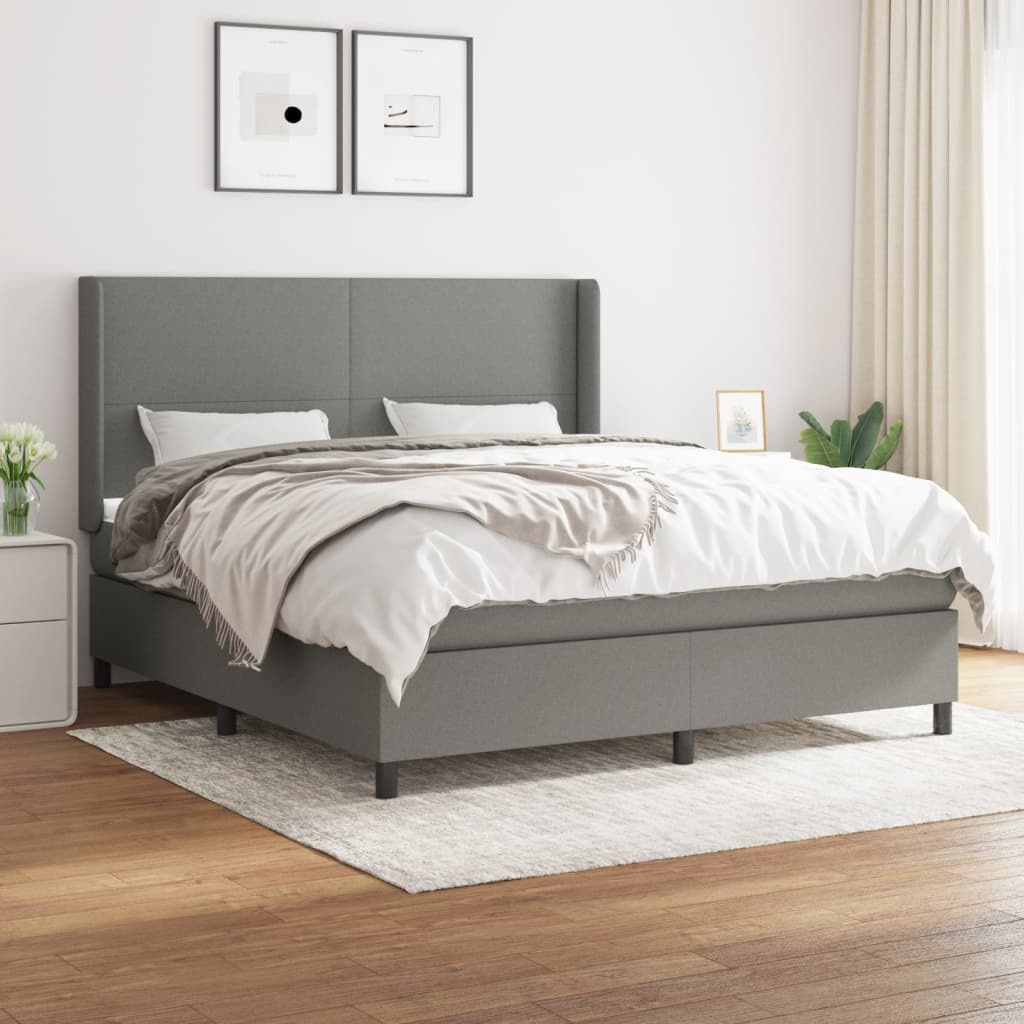Boxspring met matras stof donkergrijs 180x200 cm is nu te koop bij PeponiXL, paradijselijk wonen!