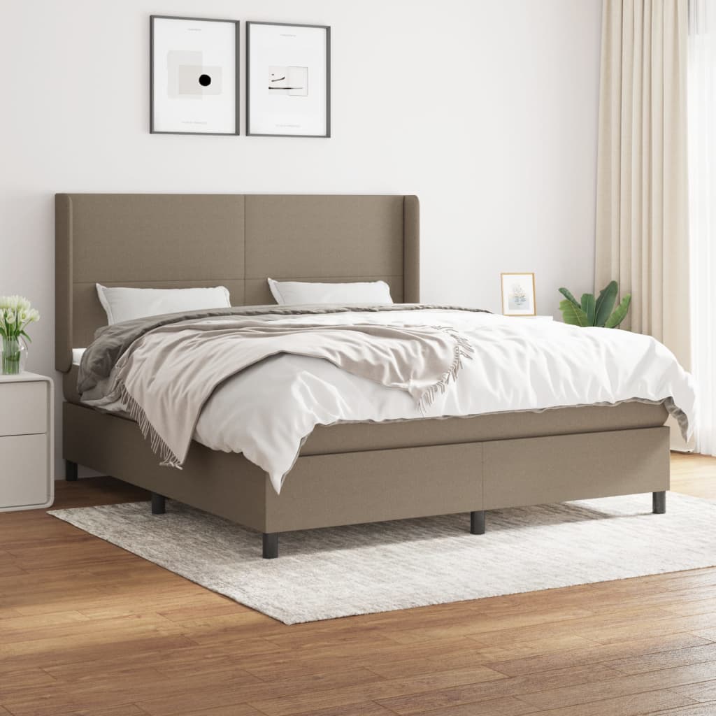 Boxspring met matras stof taupe 180x200 cm is nu te koop bij PeponiXL, paradijselijk wonen!