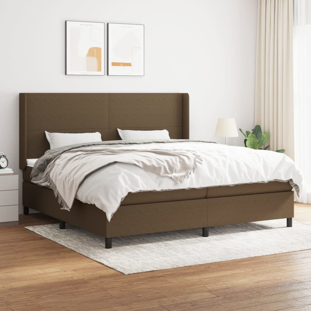 Boxspring met matras stof donkerbruin 200x200 cm is nu te koop bij PeponiXL, paradijselijk wonen!