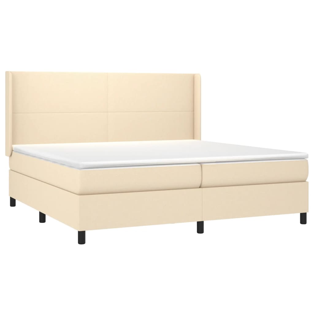 Boxspring met matras stof crèmekleurig 200x200 cm is nu te koop bij PeponiXL, paradijselijk wonen!