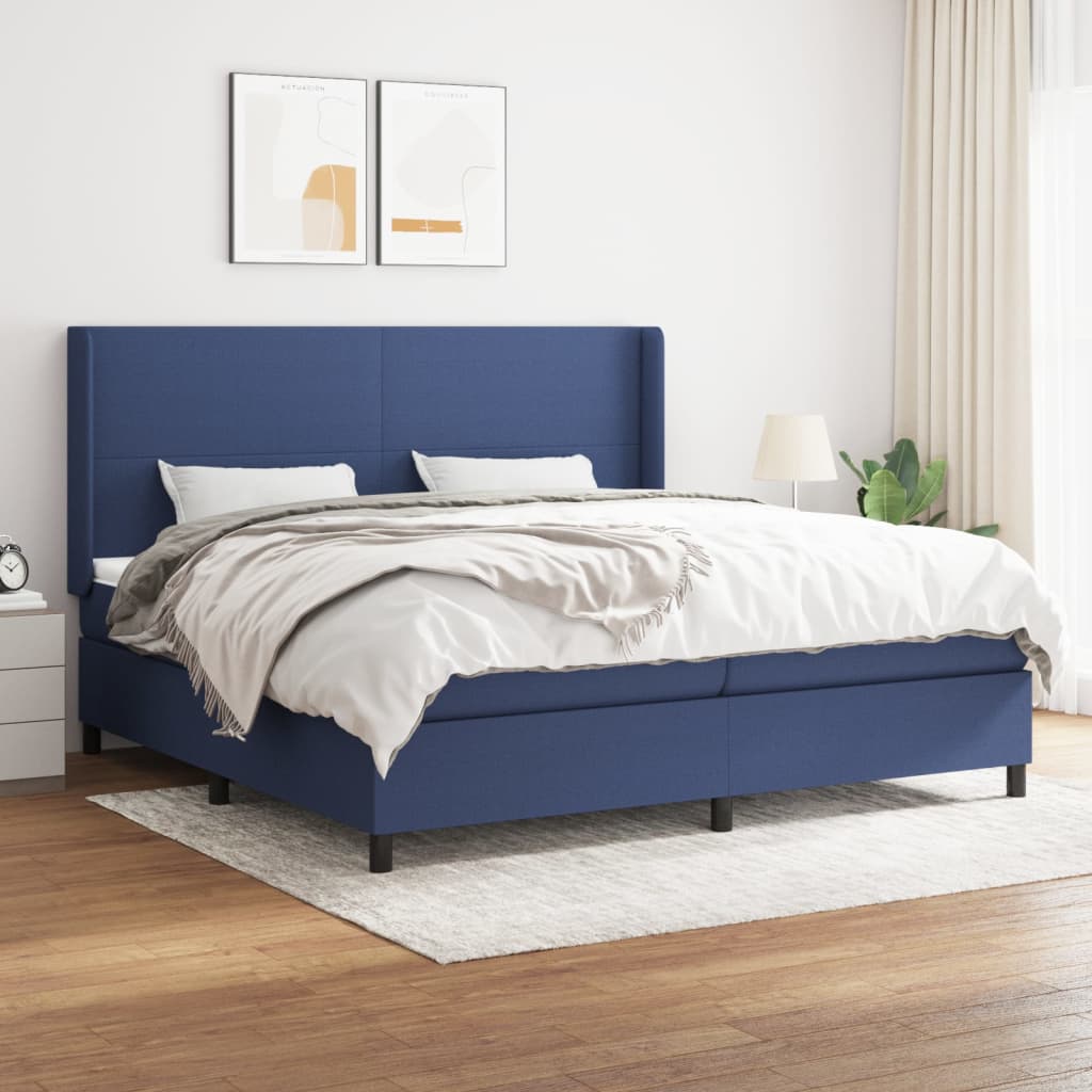 Boxspring met matras stof blauw 200x200 cm is nu te koop bij PeponiXL, paradijselijk wonen!