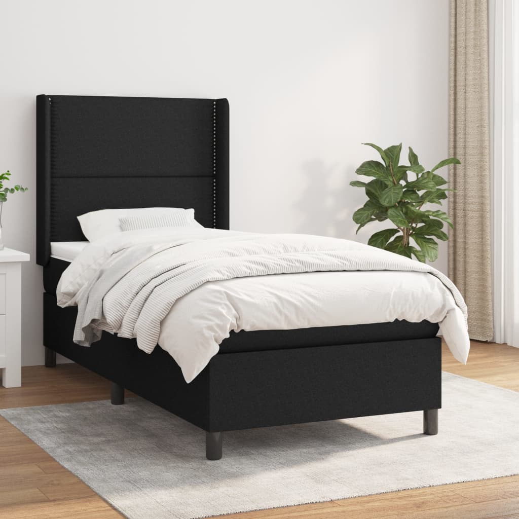 Boxspring met matras stof zwart 80x200 cm is nu te koop bij PeponiXL, paradijselijk wonen!