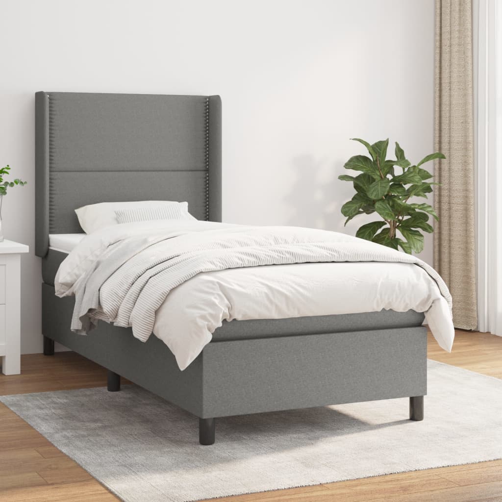Boxspring met matras stof donkergrijs 90x190 cm is nu te koop bij PeponiXL, paradijselijk wonen!