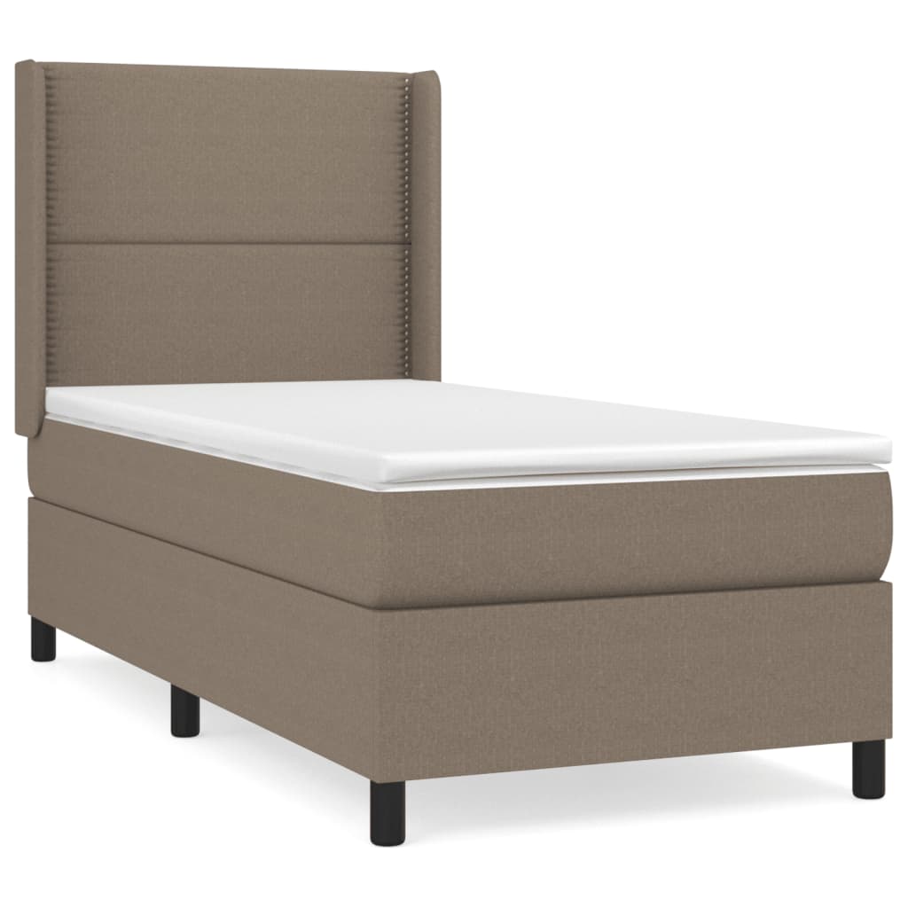 Boxspring met matras stof taupe 90x190 cm is nu te koop bij PeponiXL, paradijselijk wonen!