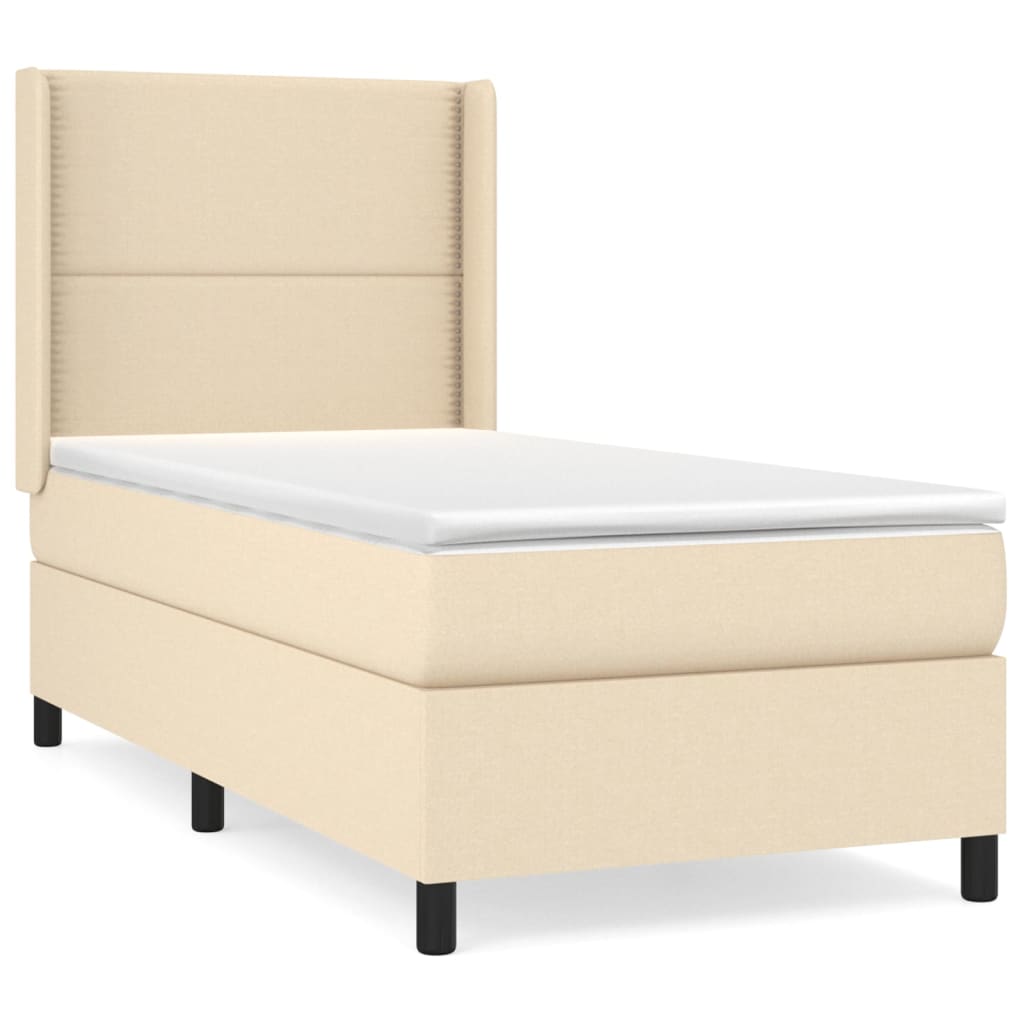 Boxspring met matras stof crèmekleurig 90x190 cm is nu te koop bij PeponiXL, paradijselijk wonen!