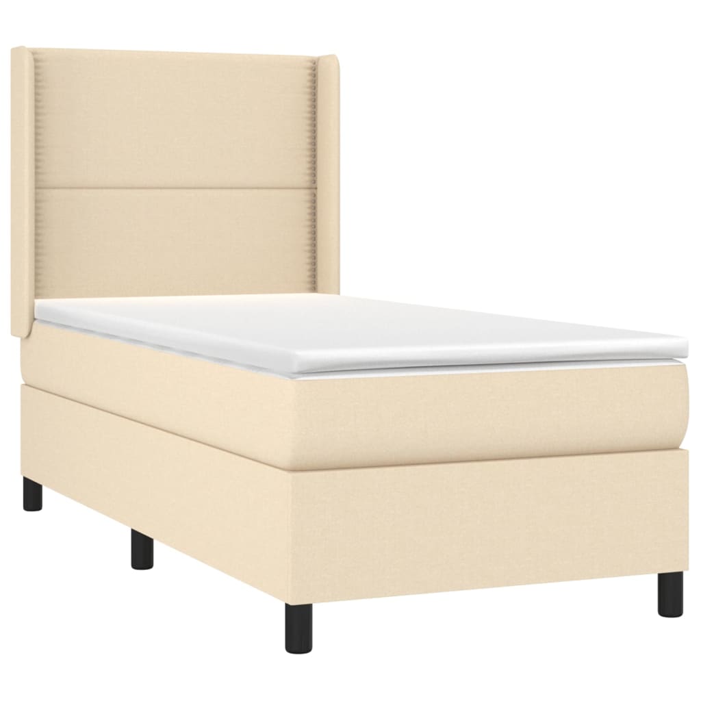 Boxspring met matras stof crèmekleurig 90x190 cm is nu te koop bij PeponiXL, paradijselijk wonen!