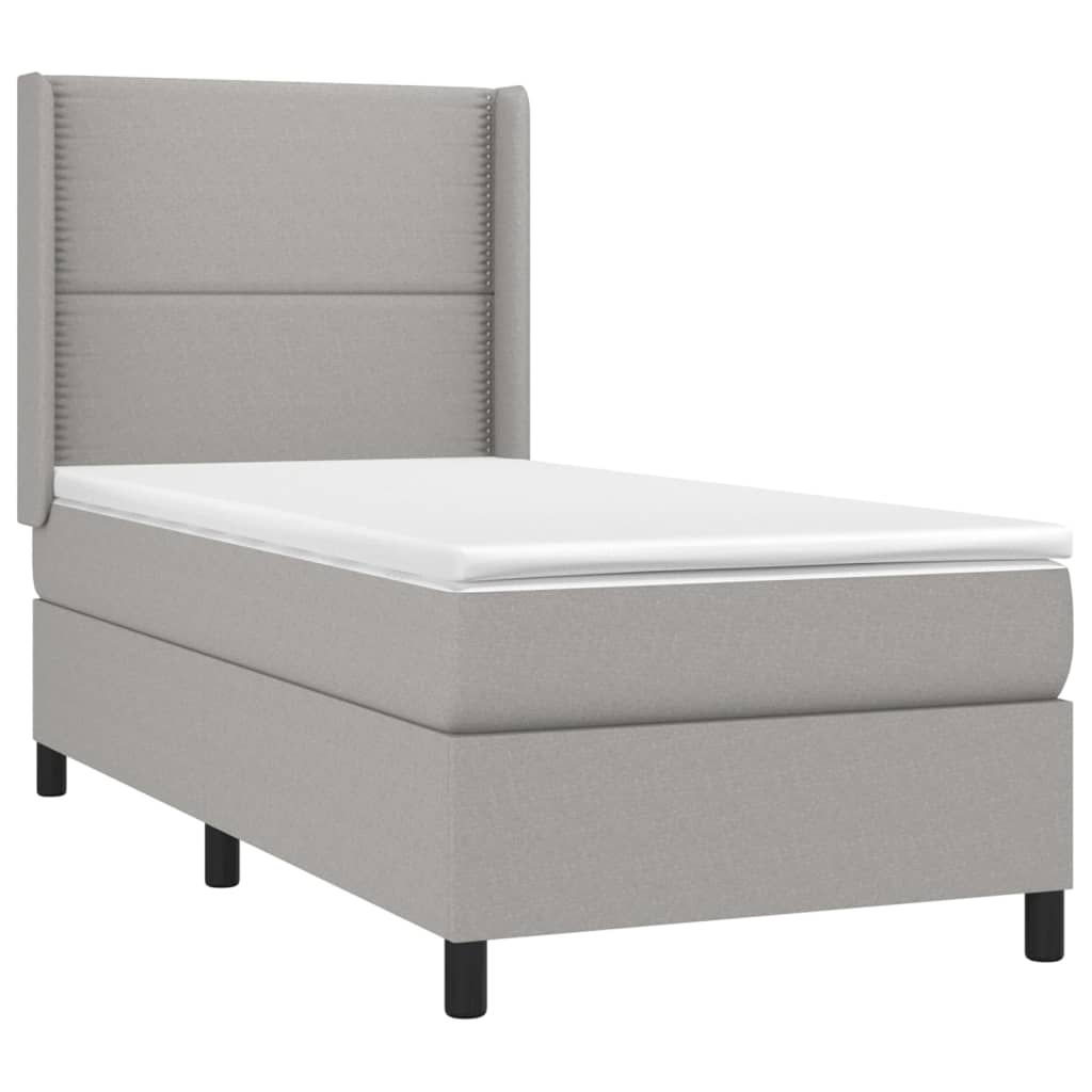 Boxspring met matras stof lichtgrijs 90x200 cm is nu te koop bij PeponiXL, paradijselijk wonen!