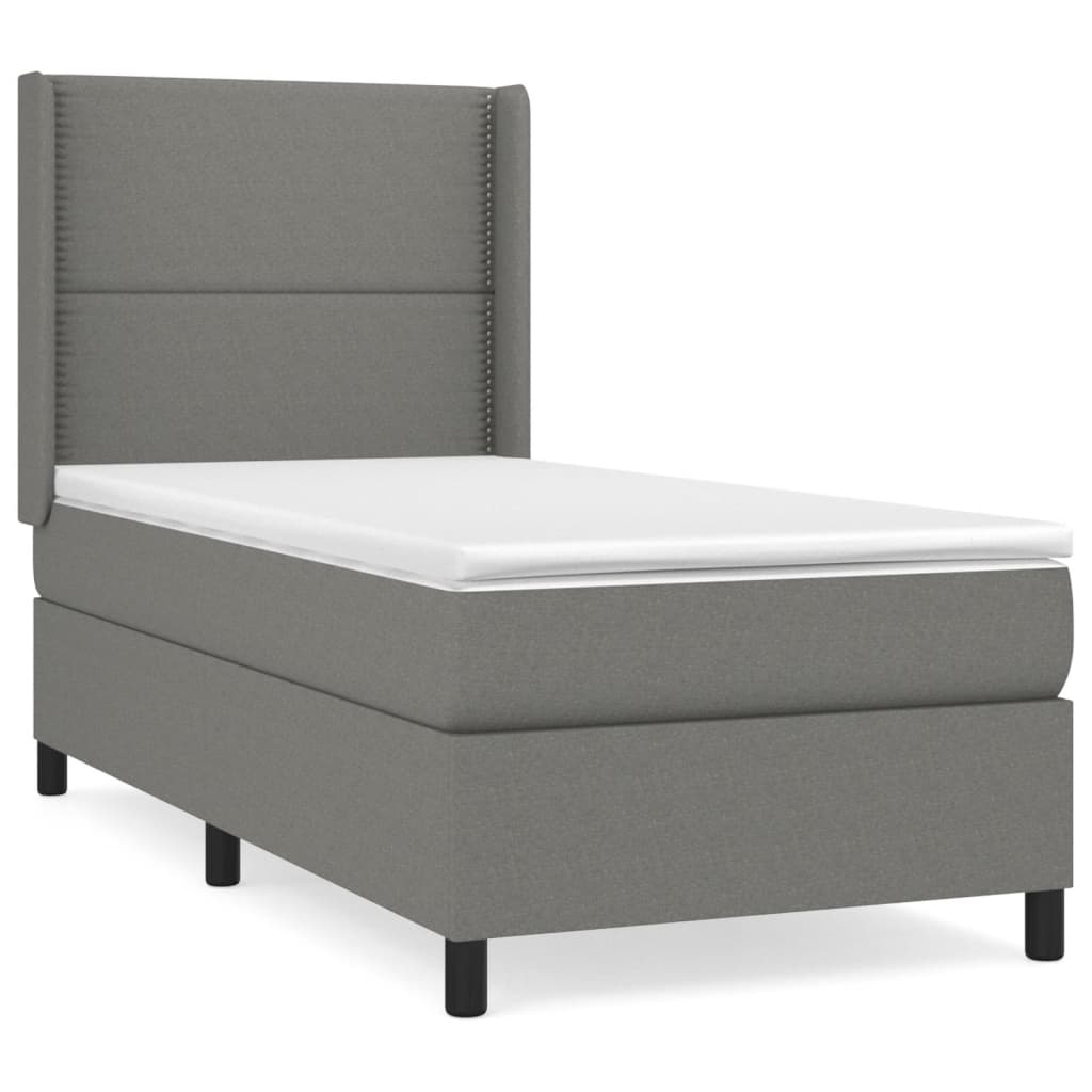 Boxspring met matras stof donkergrijs 90x200 cm is nu te koop bij PeponiXL, paradijselijk wonen!