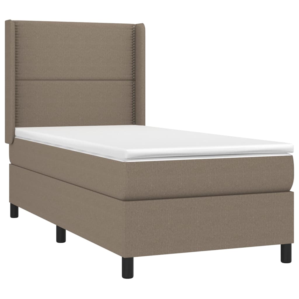 Boxspring met matras stof taupe 90x200 cm is nu te koop bij PeponiXL, paradijselijk wonen!