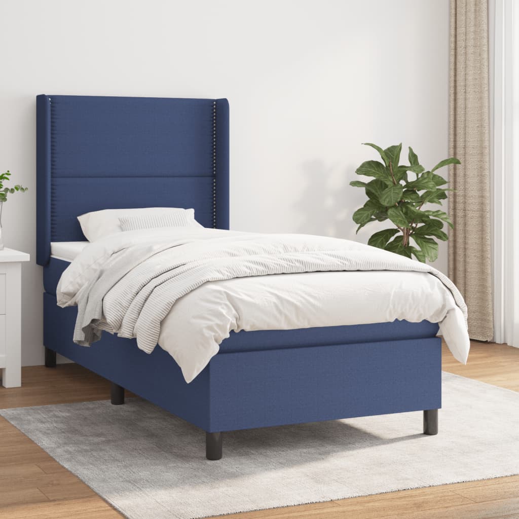 Boxspring met matras stof blauw 90x200 cm is nu te koop bij PeponiXL, paradijselijk wonen!