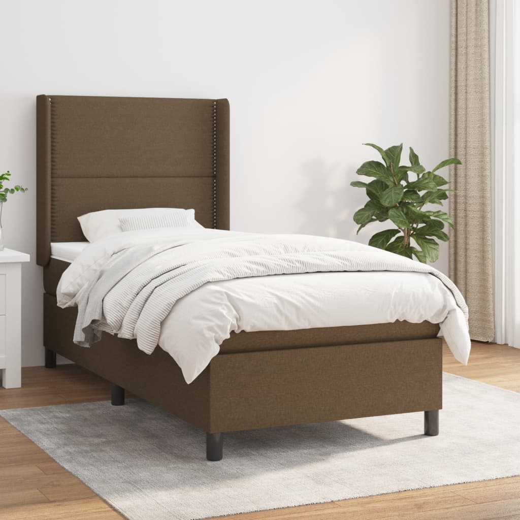 Boxspring met matras stof donkerbruin 100x200 cm is nu te koop bij PeponiXL, paradijselijk wonen!