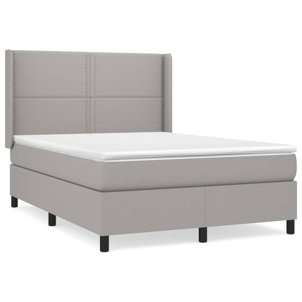 Boxspring met matras stof lichtgrijs 140x190 cm is nu te koop bij PeponiXL, paradijselijk wonen!