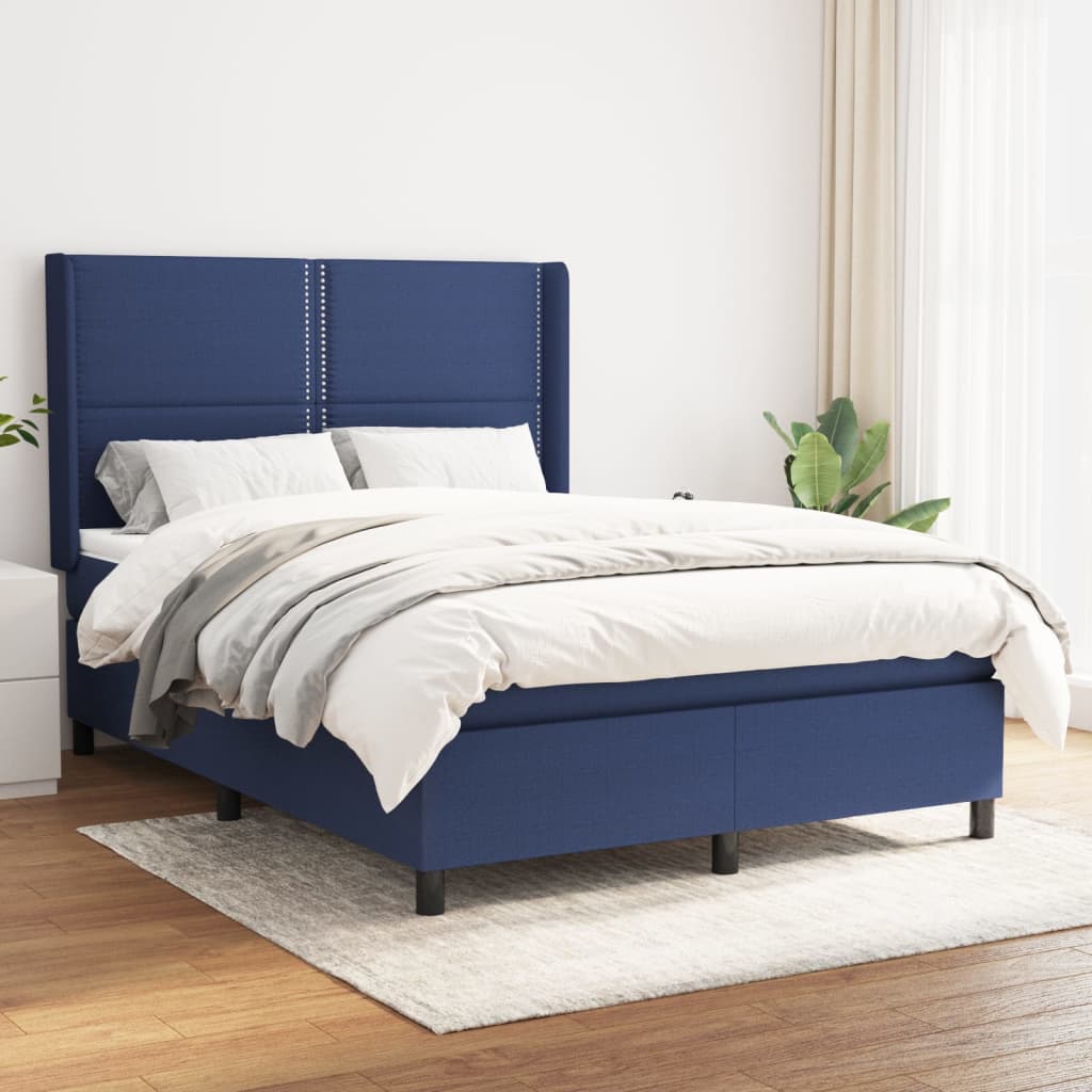 Boxspring met matras stof blauw 140x190 cm is nu te koop bij PeponiXL, paradijselijk wonen!