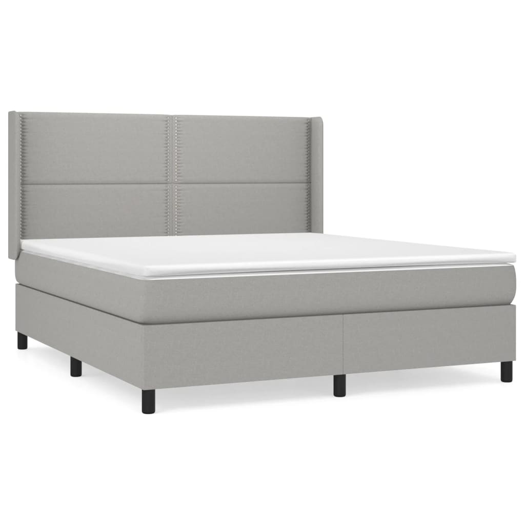Boxspring met matras stof lichtgrijs 180x200 cm is nu te koop bij PeponiXL, paradijselijk wonen!