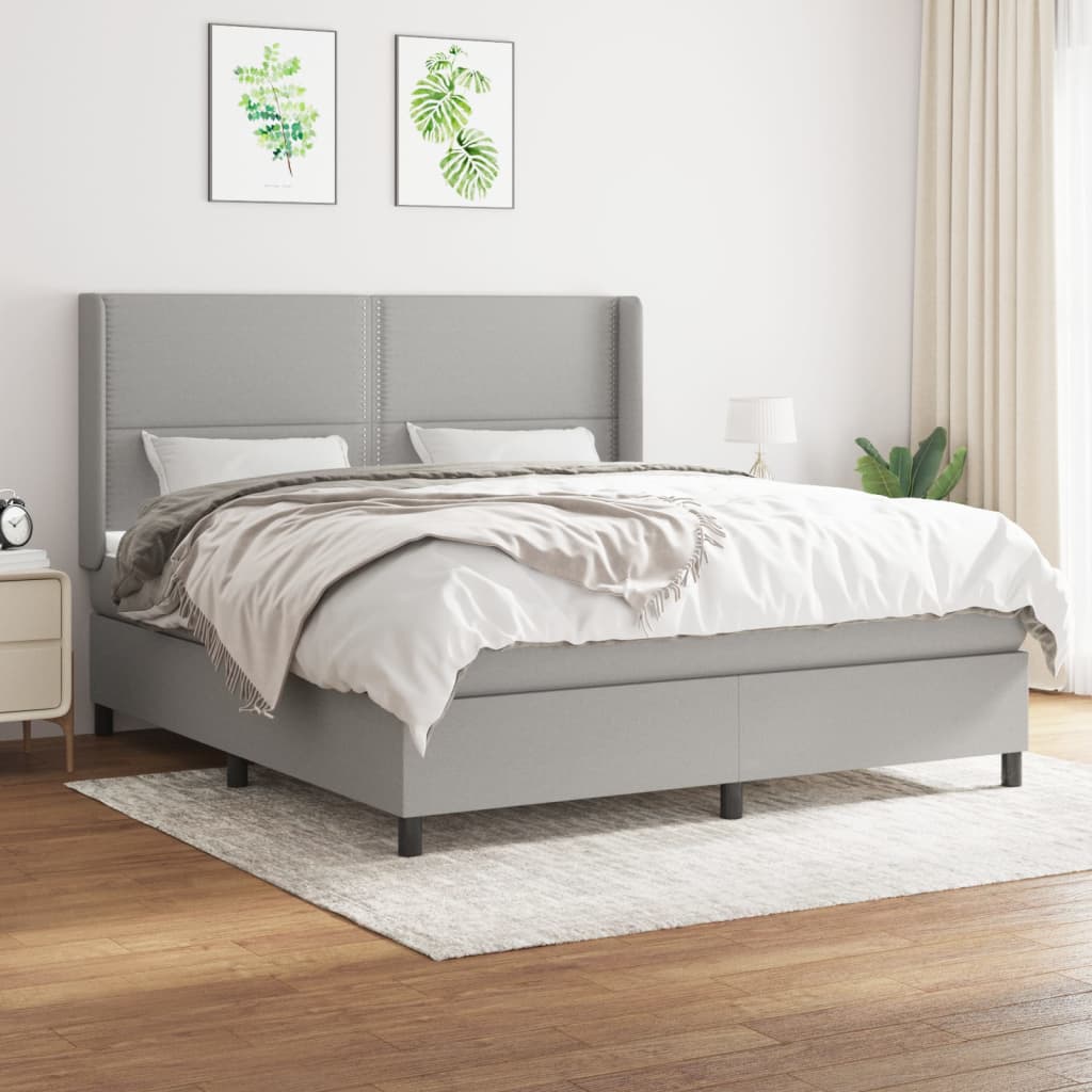 Boxspring met matras stof lichtgrijs 180x200 cm is nu te koop bij PeponiXL, paradijselijk wonen!