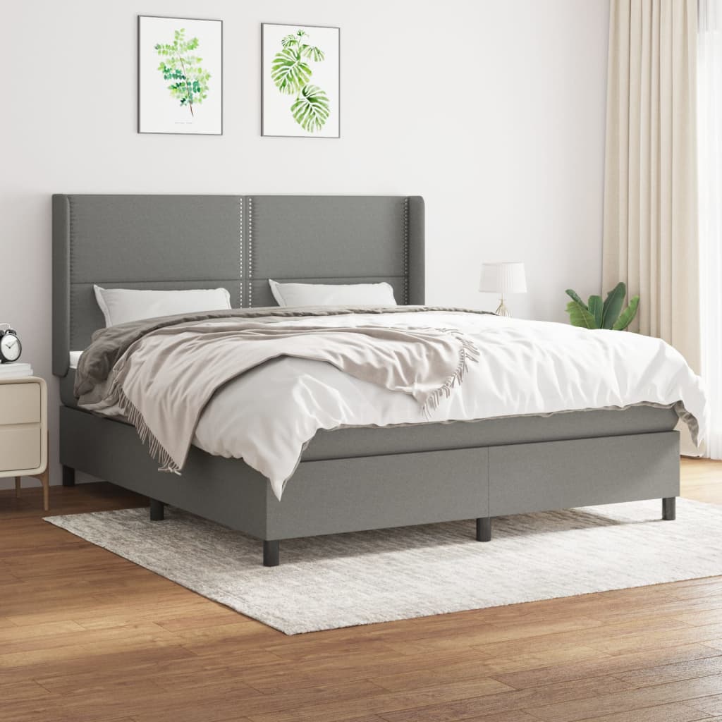 Boxspring met matras stof donkergrijs 180x200 cm is nu te koop bij PeponiXL, paradijselijk wonen!