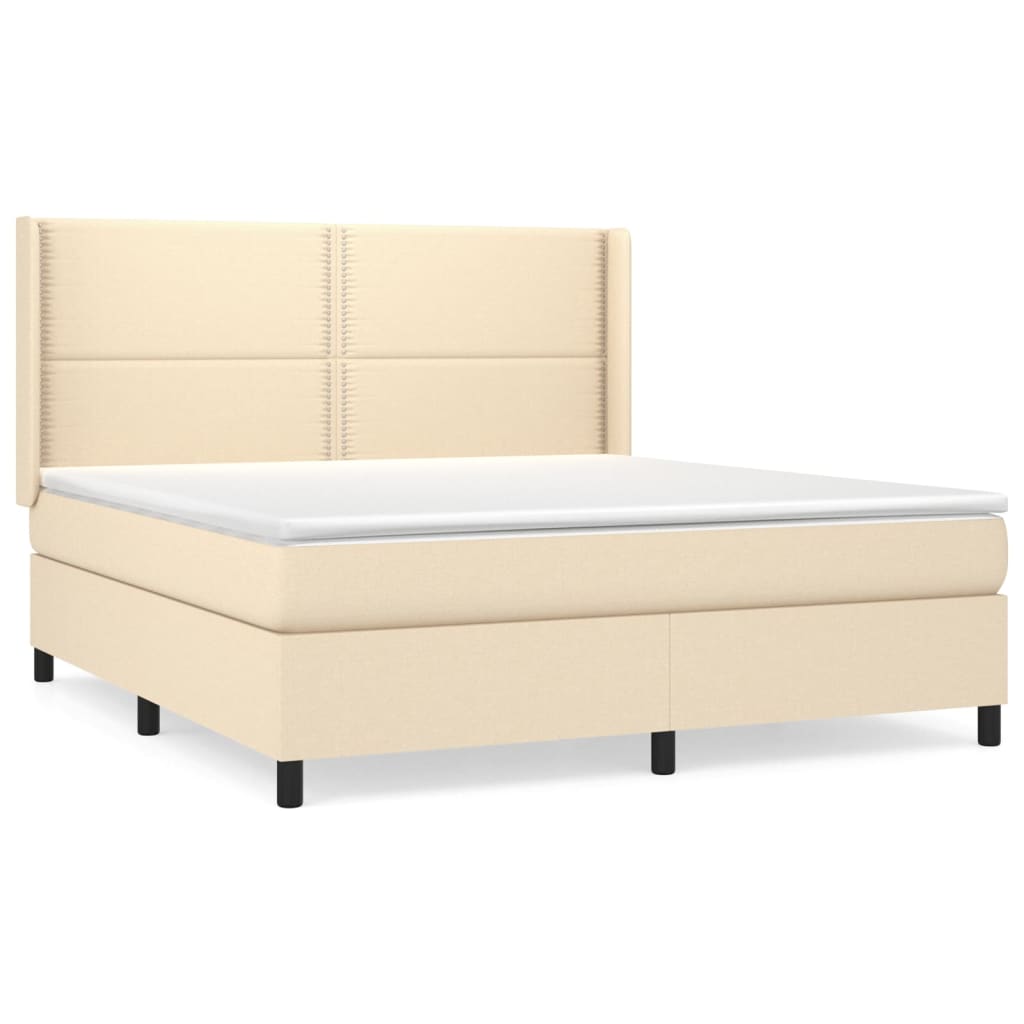 Boxspring met matras stof crèmekleurig 180x200 cm is nu te koop bij PeponiXL, paradijselijk wonen!