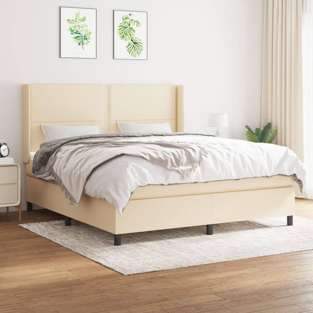 Boxspring met matras stof crèmekleurig 180x200 cm is nu te koop bij PeponiXL, paradijselijk wonen!