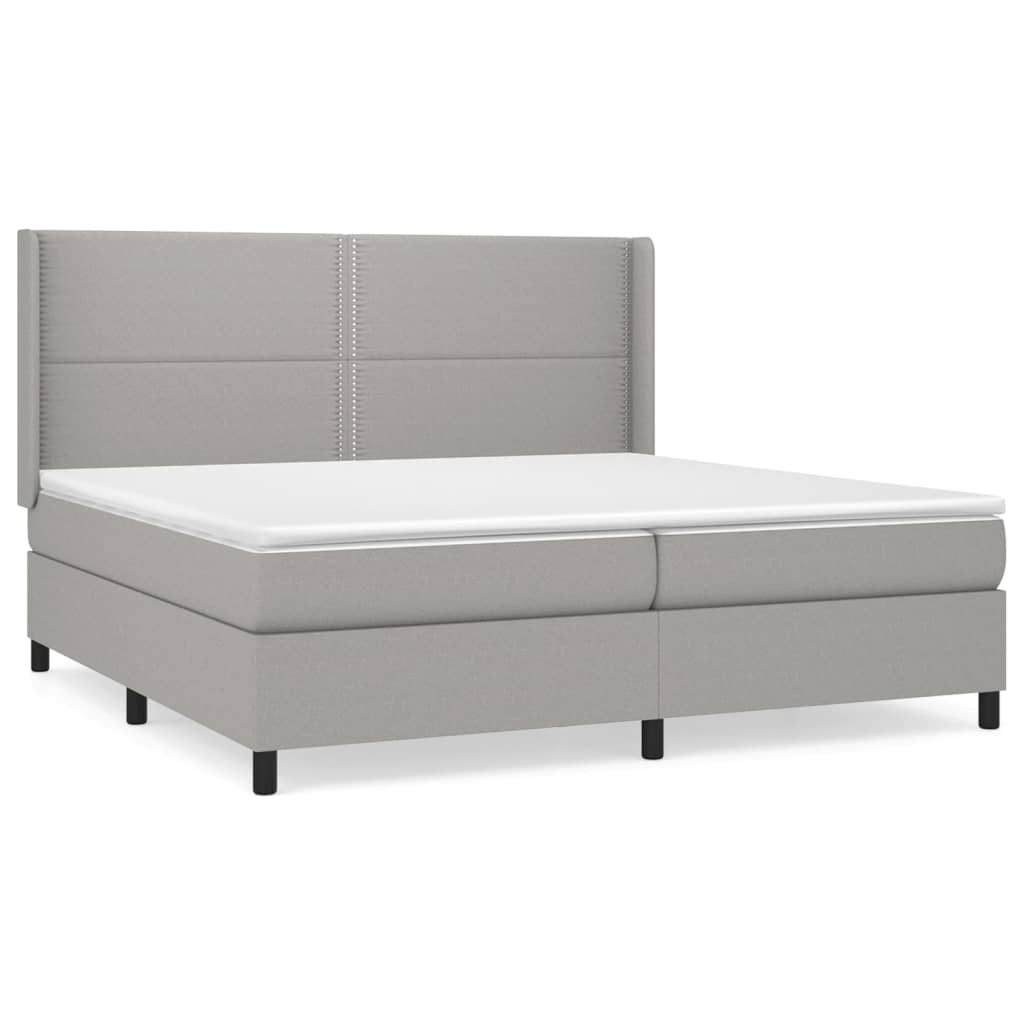 Boxspring met matras stof lichtgrijs 200x200 cm is nu te koop bij PeponiXL, paradijselijk wonen!