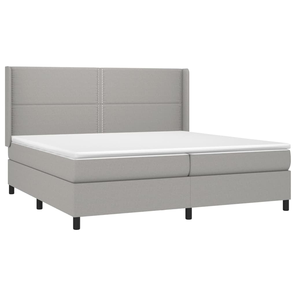 Boxspring met matras stof lichtgrijs 200x200 cm is nu te koop bij PeponiXL, paradijselijk wonen!