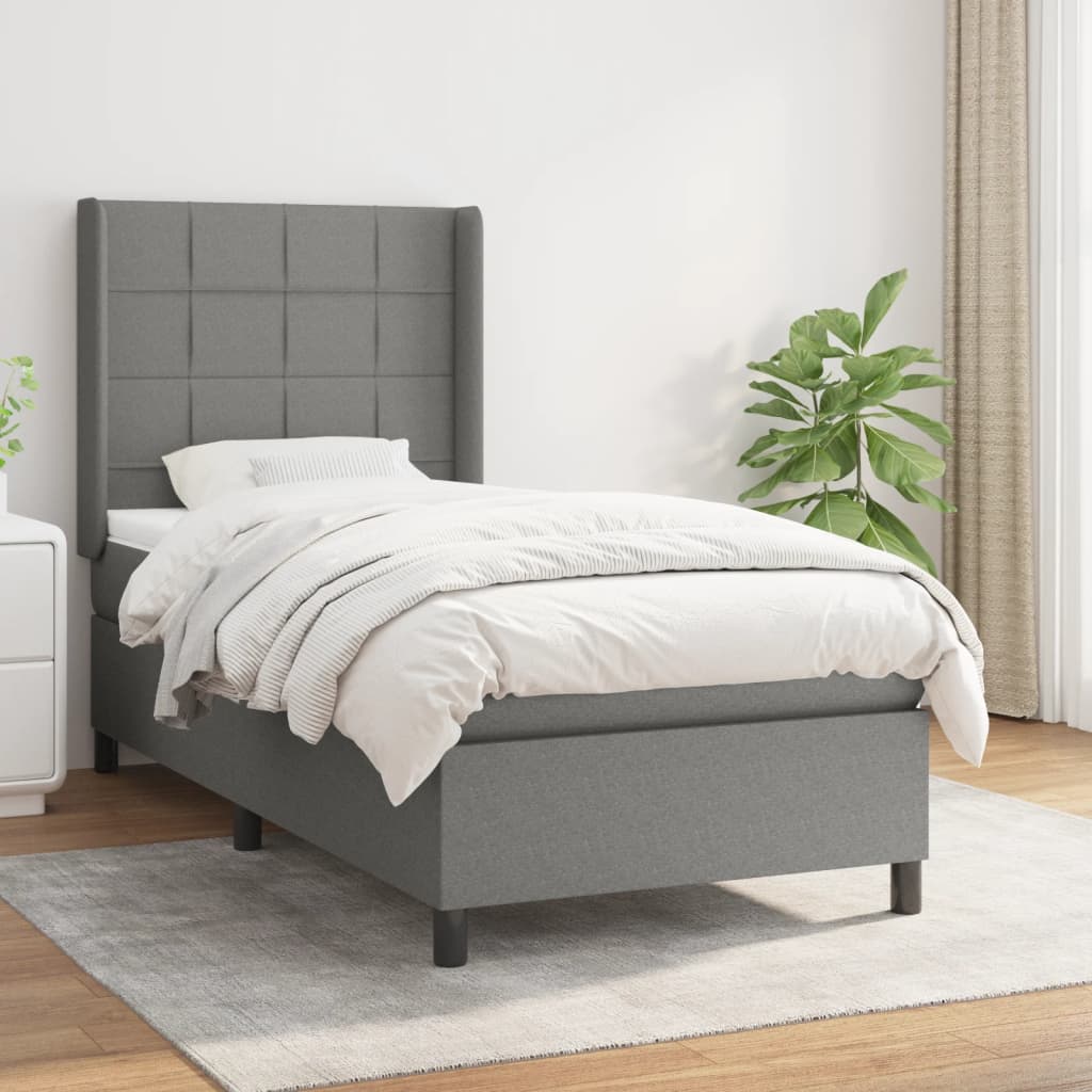 Boxspring met matras stof donkergrijs 80x200 cm is nu te koop bij PeponiXL, paradijselijk wonen!