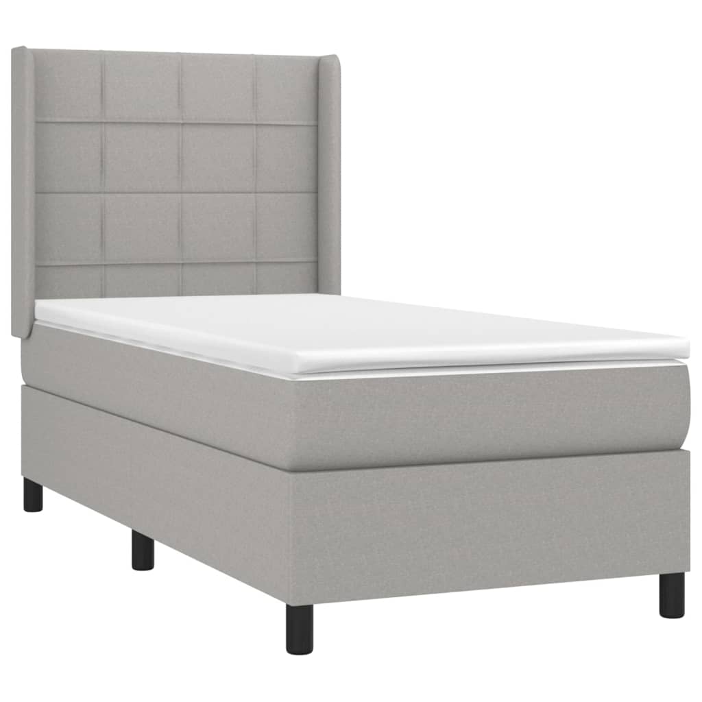 Boxspring met matras stof lichtgrijs 90x190 cm is nu te koop bij PeponiXL, paradijselijk wonen!