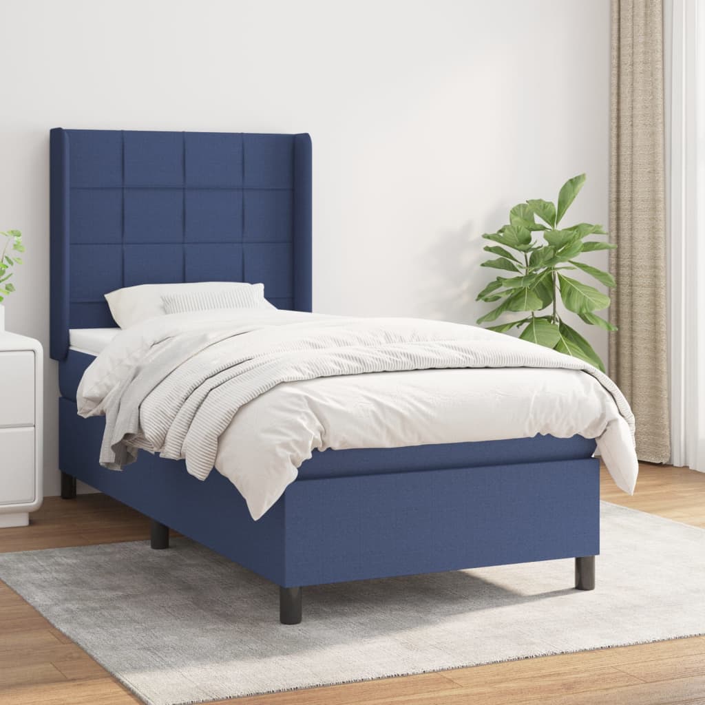 Boxspring met matras stof blauw 90x190 cm is nu te koop bij PeponiXL, paradijselijk wonen!