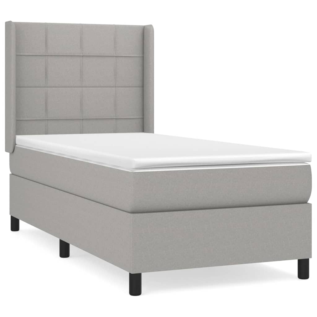 Boxspring met matras stof lichtgrijs 90x200 cm is nu te koop bij PeponiXL, paradijselijk wonen!