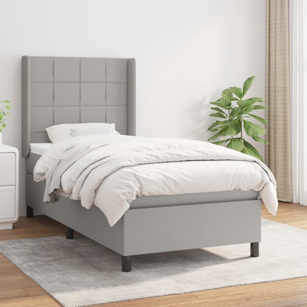 Boxspring met matras stof lichtgrijs 100x200 cm is nu te koop bij PeponiXL, paradijselijk wonen!