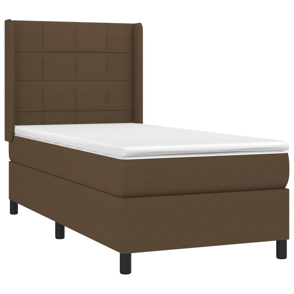 Boxspring met matras stof donkerbruin 100x200 cm is nu te koop bij PeponiXL, paradijselijk wonen!