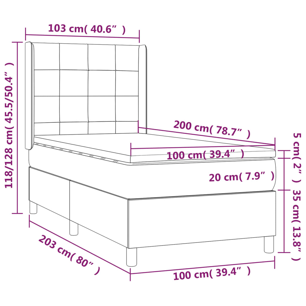 Boxspring met matras stof taupe 100x200 cm is nu te koop bij PeponiXL, paradijselijk wonen!