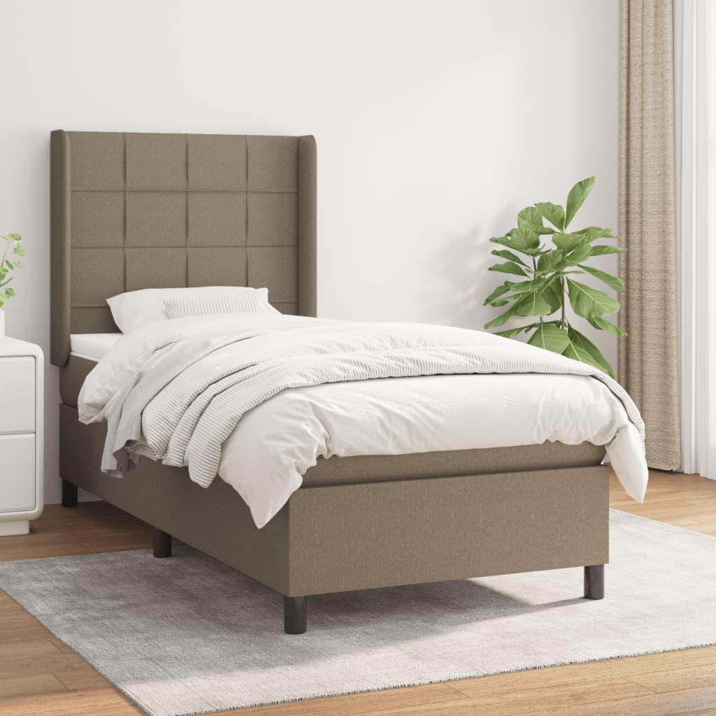 Boxspring met matras stof taupe 100x200 cm is nu te koop bij PeponiXL, paradijselijk wonen!
