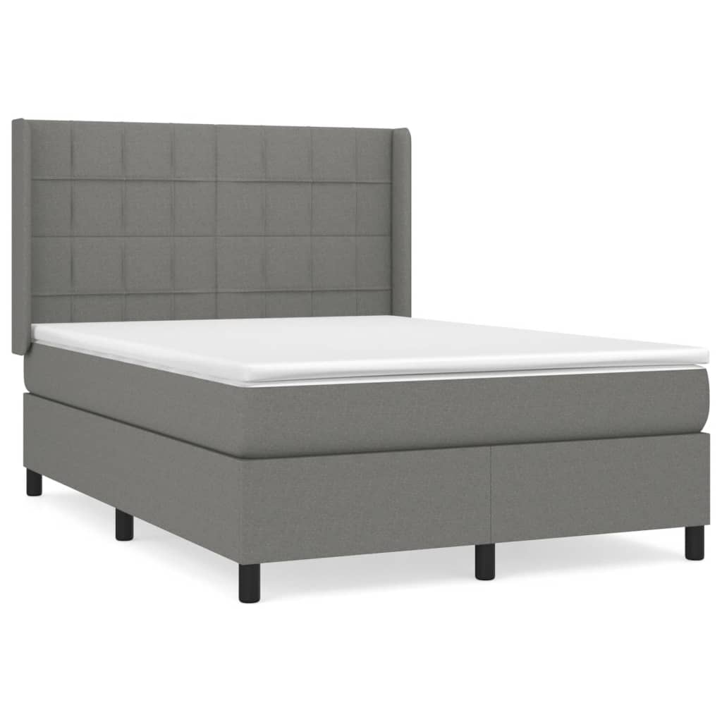 Boxspring met matras stof donkergrijs 140x190 cm is nu te koop bij PeponiXL, paradijselijk wonen!