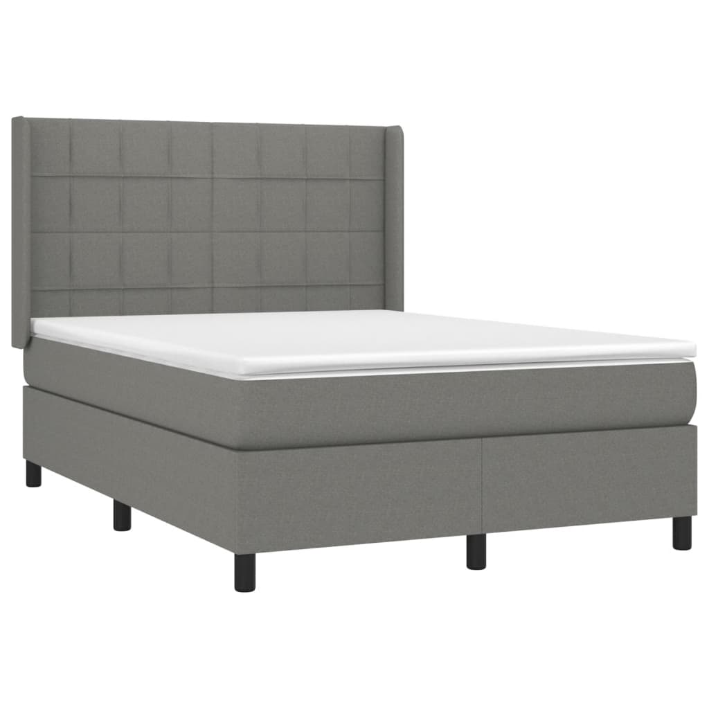 Boxspring met matras stof donkergrijs 140x190 cm is nu te koop bij PeponiXL, paradijselijk wonen!