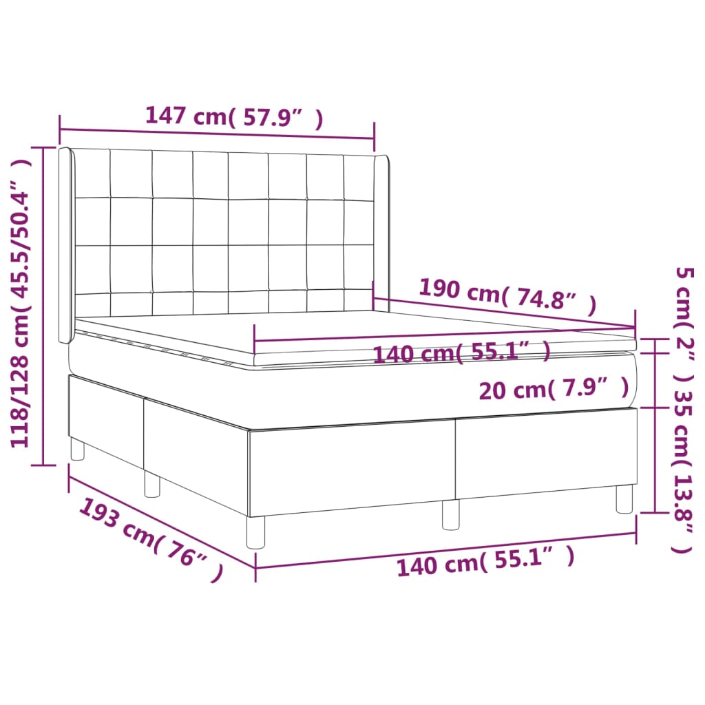 Boxspring met matras stof donkergrijs 140x190 cm is nu te koop bij PeponiXL, paradijselijk wonen!