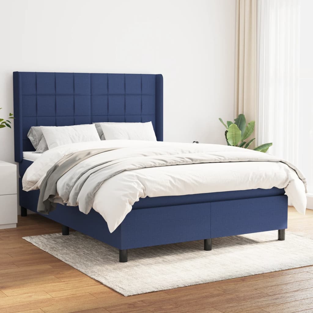 Boxspring met matras stof blauw 140x190 cm is nu te koop bij PeponiXL, paradijselijk wonen!
