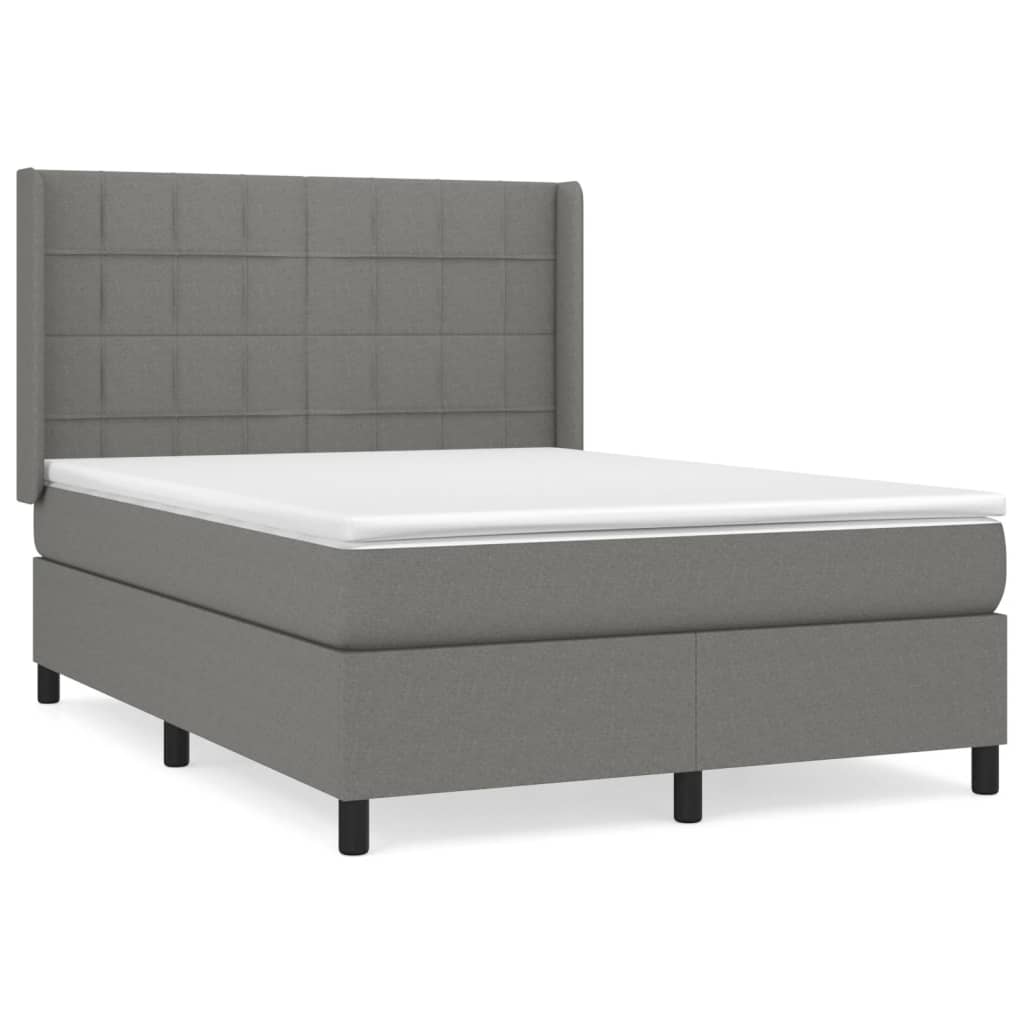 Boxspring met matras stof donkergrijs 140x200 cm is nu te koop bij PeponiXL, paradijselijk wonen!