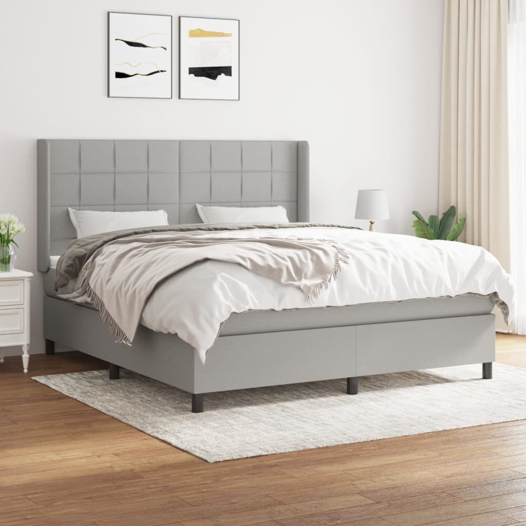 Boxspring met matras stof lichtgrijs 160x200 cm is nu te koop bij PeponiXL, paradijselijk wonen!