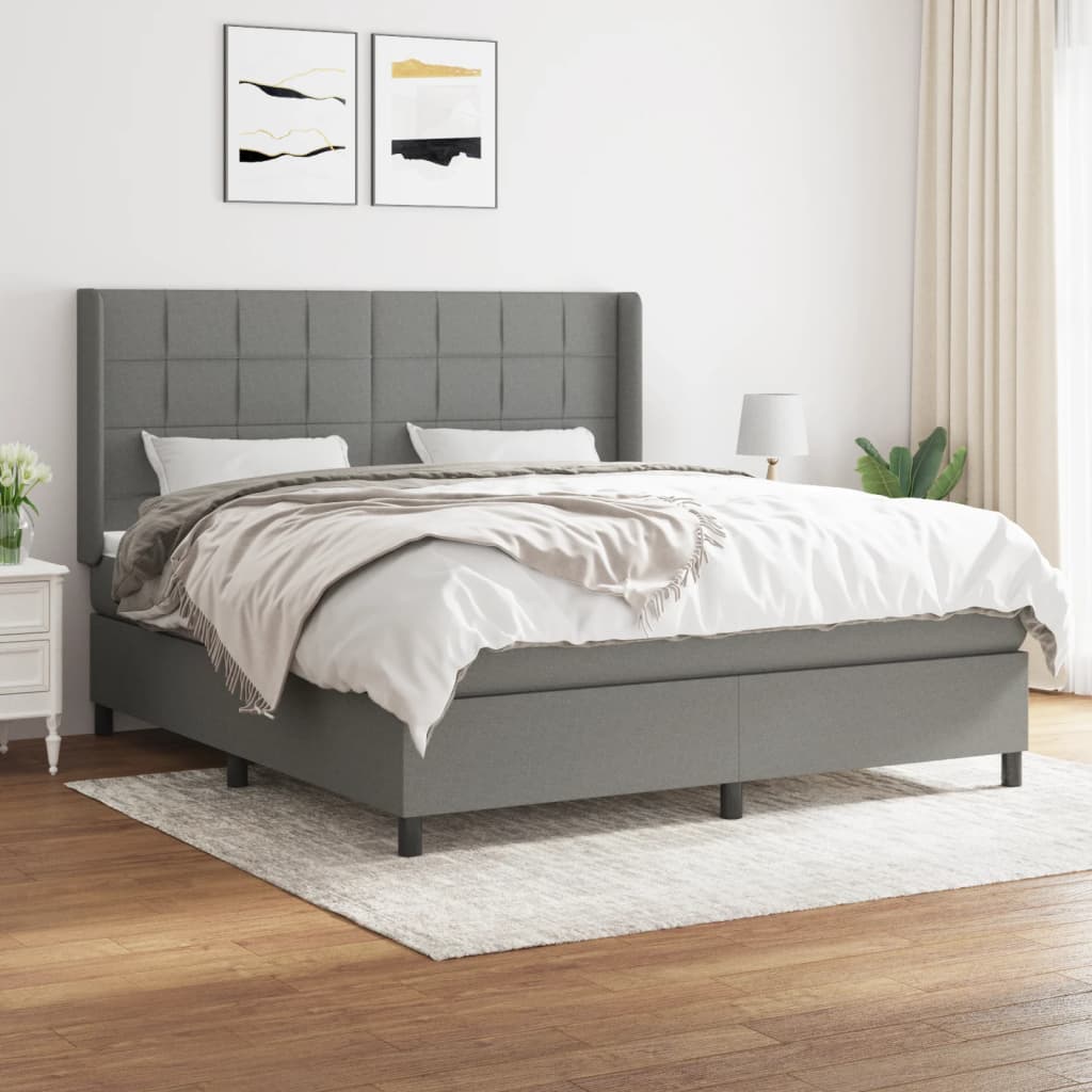 Boxspring met matras stof donkergrijs 160x200 cm is nu te koop bij PeponiXL, paradijselijk wonen!