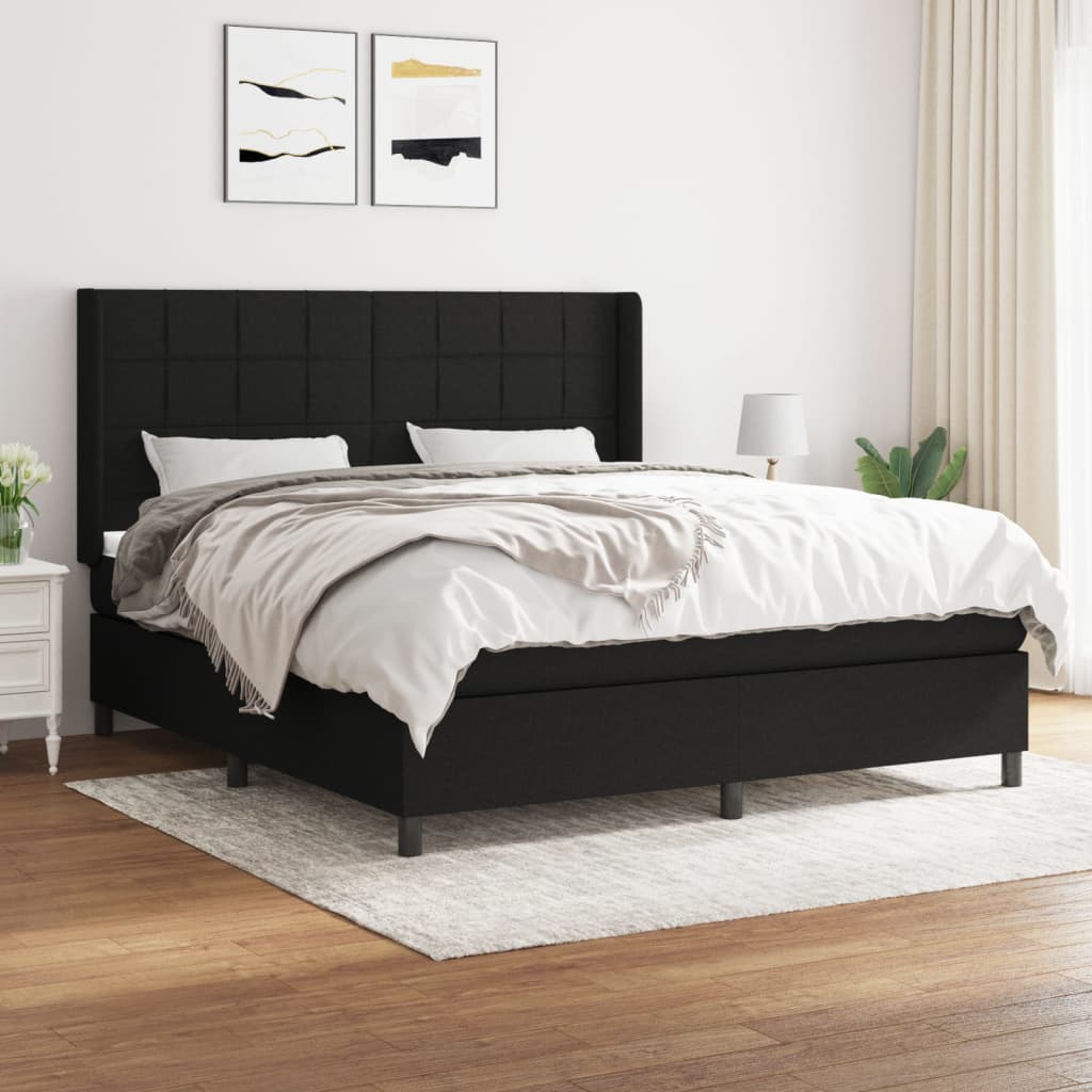 Boxspring met matras stof zwart 160x200 cm is nu te koop bij PeponiXL, paradijselijk wonen!