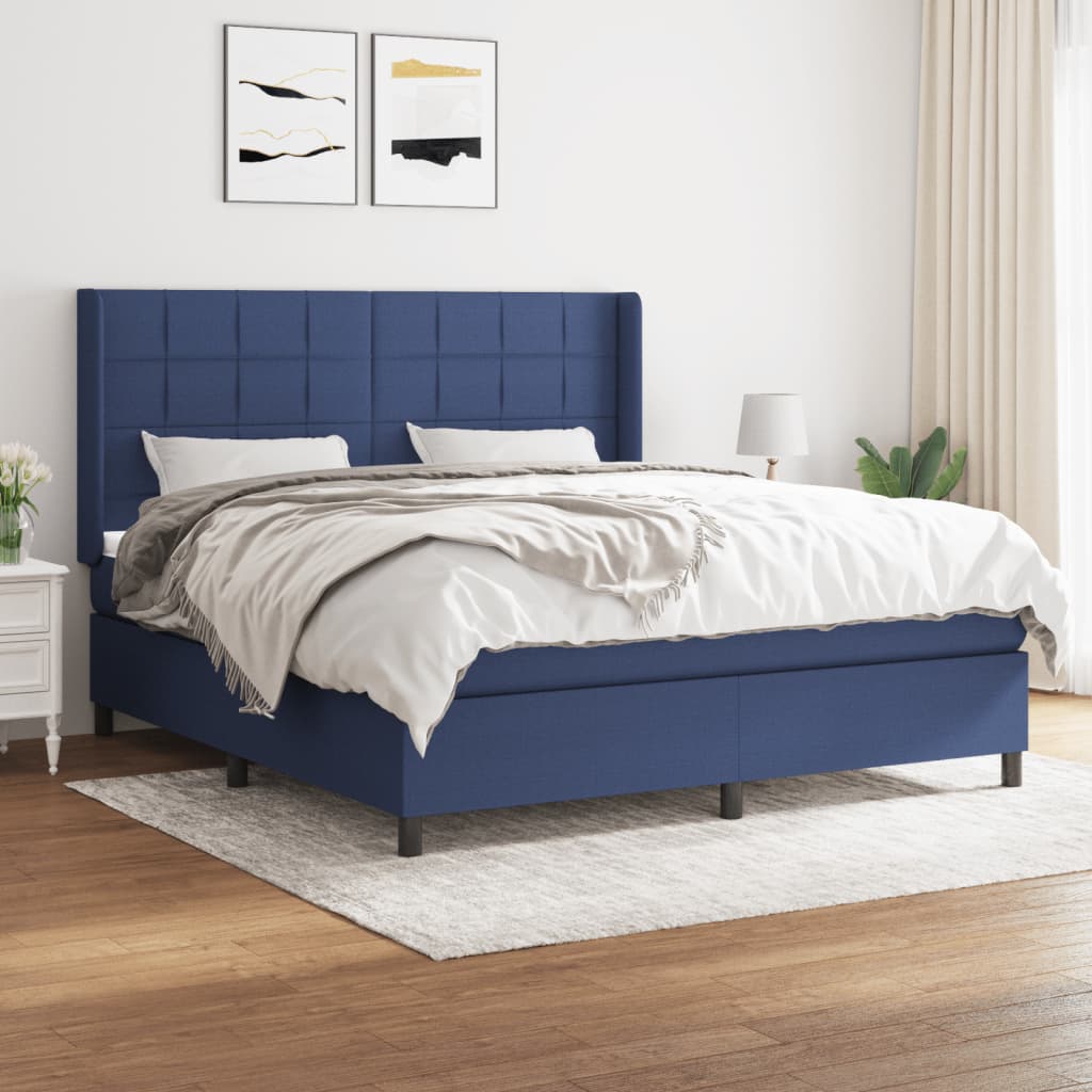 Boxspring met matras stof blauw 160x200 cm is nu te koop bij PeponiXL, paradijselijk wonen!