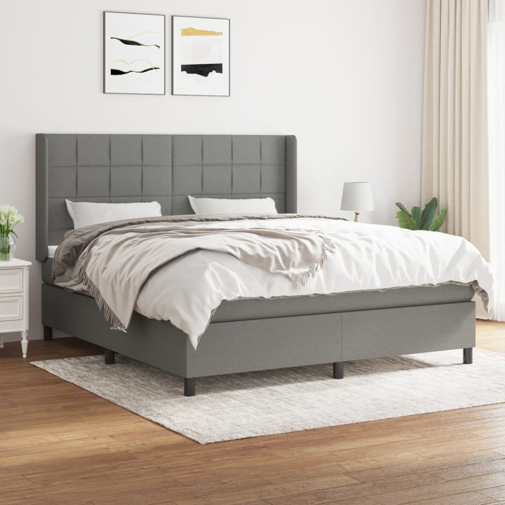 Boxspring met matras stof donkergrijs 180x200 cm is nu te koop bij PeponiXL, paradijselijk wonen!