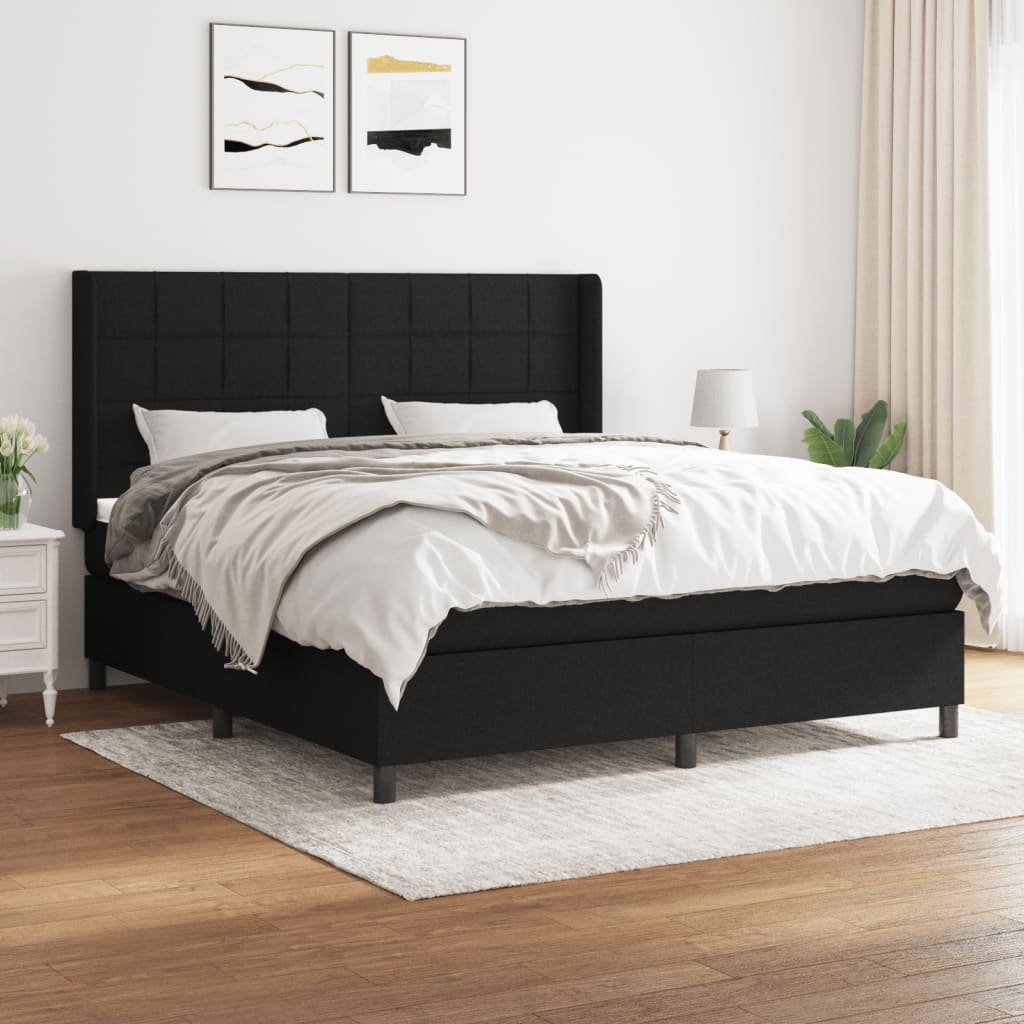 Boxspring met matras stof zwart 180x200 cm is nu te koop bij PeponiXL, paradijselijk wonen!