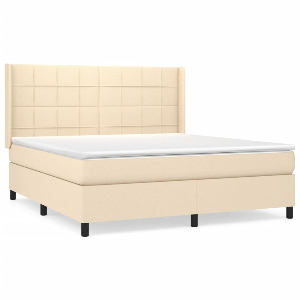 Boxspring met matras stof crèmekleurig 180x200 cm is nu te koop bij PeponiXL, paradijselijk wonen!