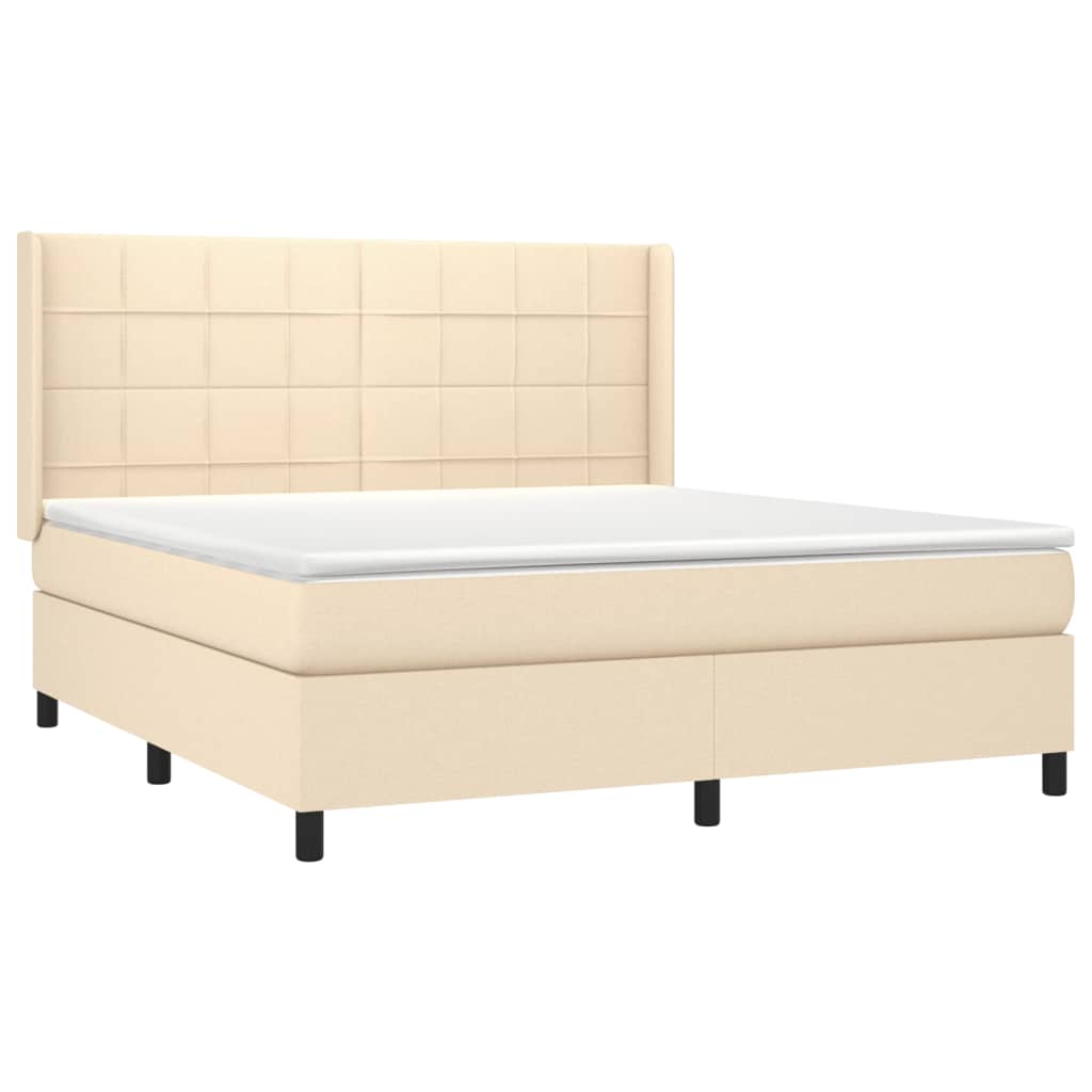 Boxspring met matras stof crèmekleurig 180x200 cm is nu te koop bij PeponiXL, paradijselijk wonen!